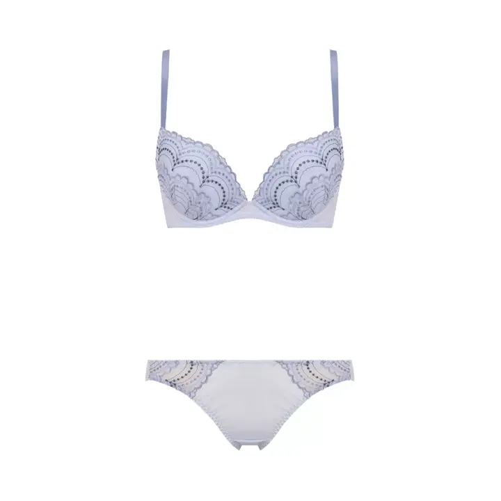 【SALE】エントリーコレクション 寄せブラ ブラ＆ショーツセット(ロマンティック トリム), ブルー, product image number 1