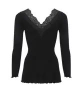 9分袖トップ 保湿インナー, ブラック, product image number 2