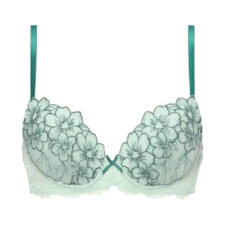 Daily AMOSTYLE 3/4カップブラ ブラ＆ショーツセット スウィートフローラ, グリーン, product image number 0