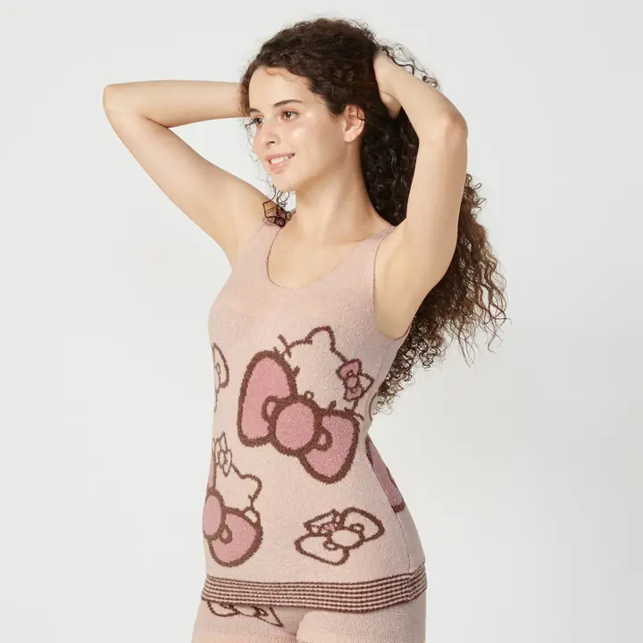 【WEB/アウトレット限定】スロギーG063 ハローキティ 1分丈ニットパンツ, オレンジ, model image number 1