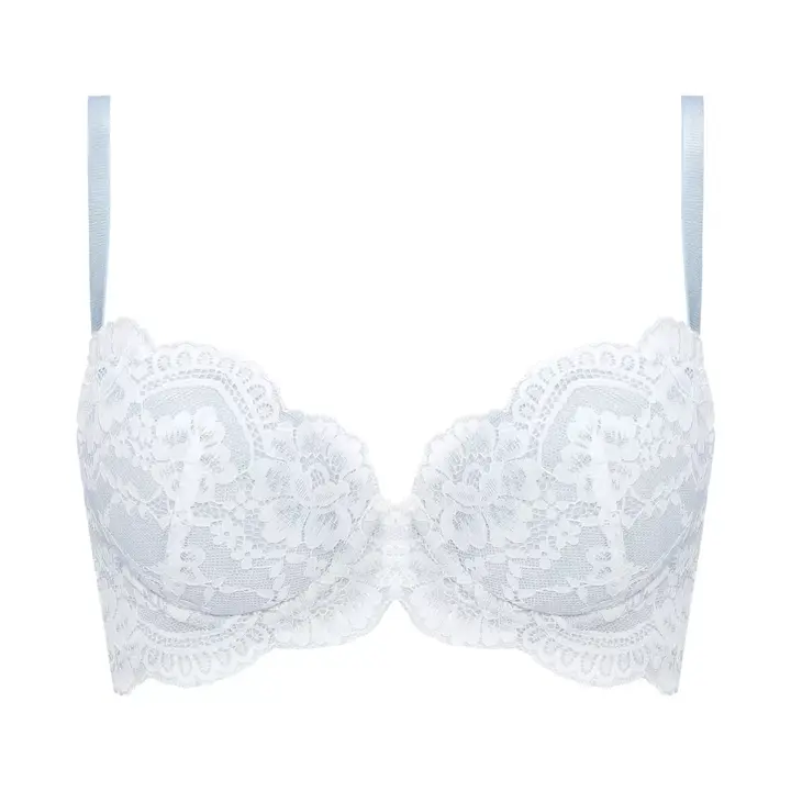 Daily AMOSTYLE 3/4 カップブラ プチプラ ブラ＆ショーツセット レースラバー, グレー, product image number 0