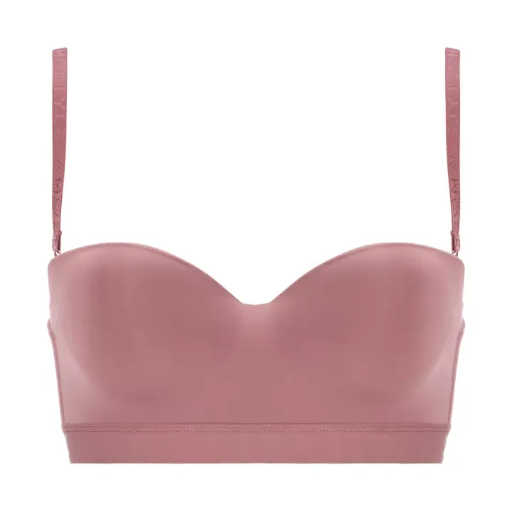 【SALE】ストラップレスハーフカップブラ(ストラップ取り外し可) シグネチャースムース, ピンク, product image number 0