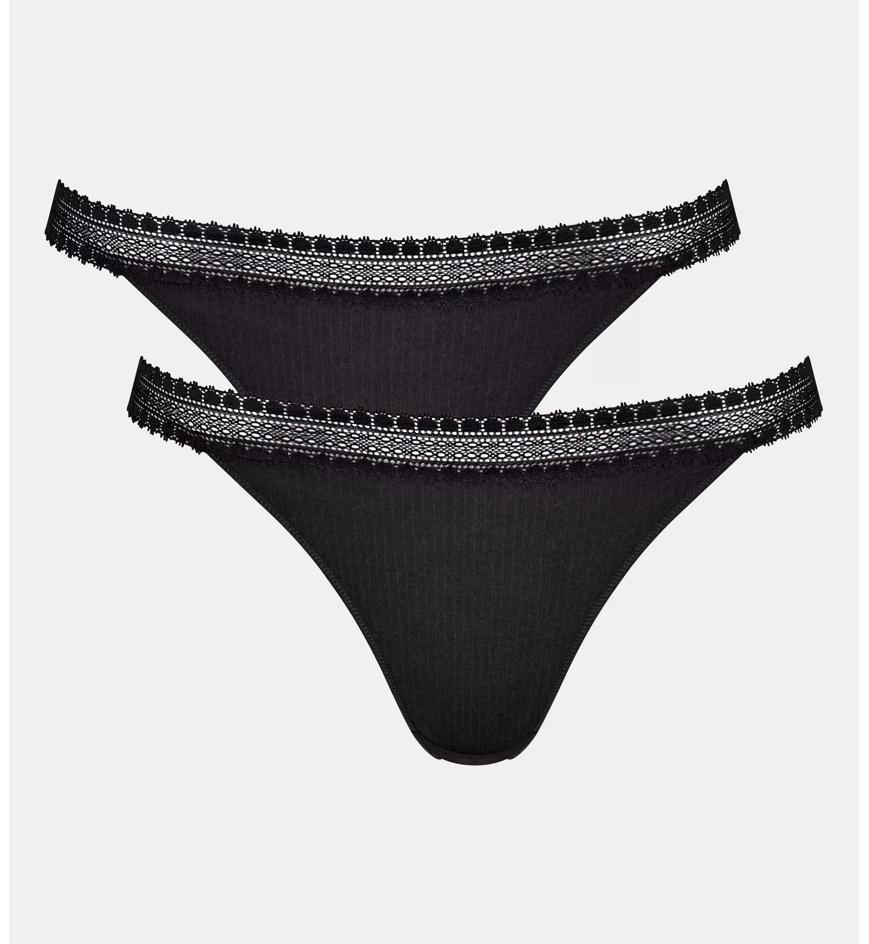 Sloggi SLOGGI GO RIBBED TANGA TWIN PACK - Black - Bikini