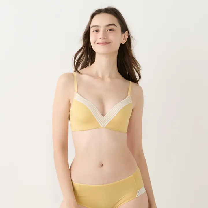 スロギー ワオ エンブレイス ノンワイヤーブラジャー HU【一部カラーSALE】, イエロー, model image number 1