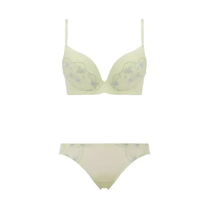 【SALE】エントリーコレクション 3/4カップブラ ブラ＆ショーツセット フローティングフラワー, グリーン, product image number 1