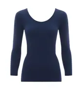 肌側綿100インナー5480 8分袖トップ, ブルー, product image number 0