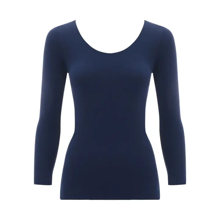 肌側綿100インナー5480 8分袖トップ, ブルー, product image number 0
