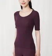 【SALE】あったか肌側綿100インナー5380 5分袖トップ, , model image number 3