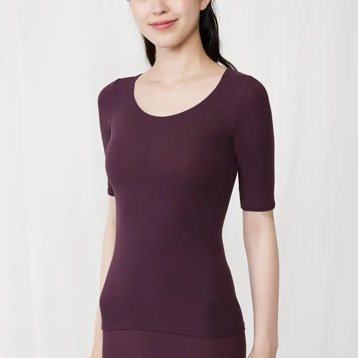 【SALE】あったか肌側綿100インナー5380 5分袖トップ, , model image number 3