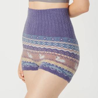 【SALE】スロギー “ほっ”とあったか(ニット柄) ハラマキ付きニットパンツ, パープル, model image number 0