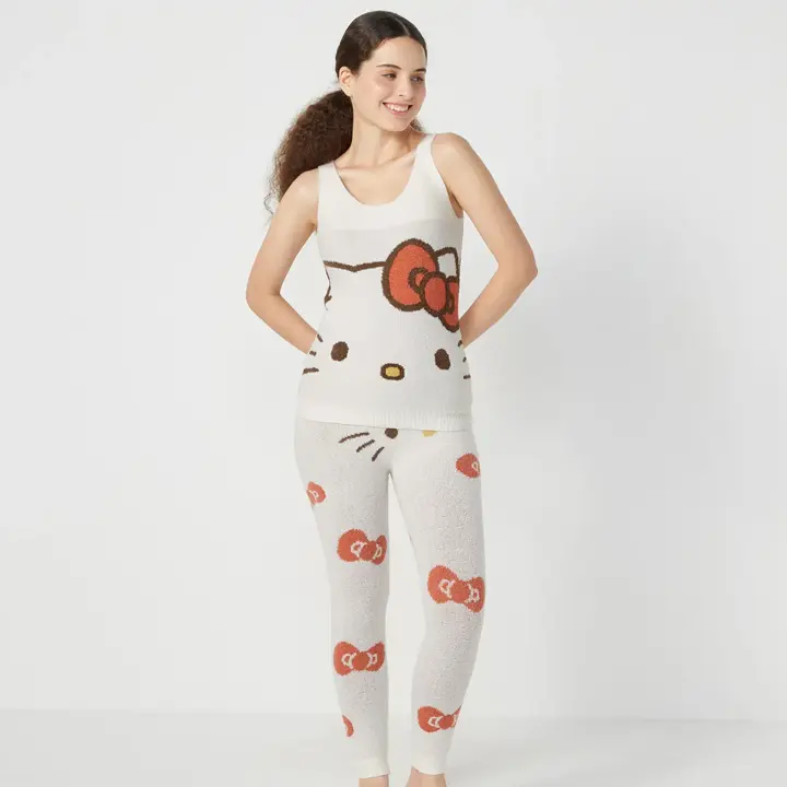 【WEB/アウトレット限定】スロギーG063 ハローキティ 9分丈ニットパンツ, ホワイト, model image number 1