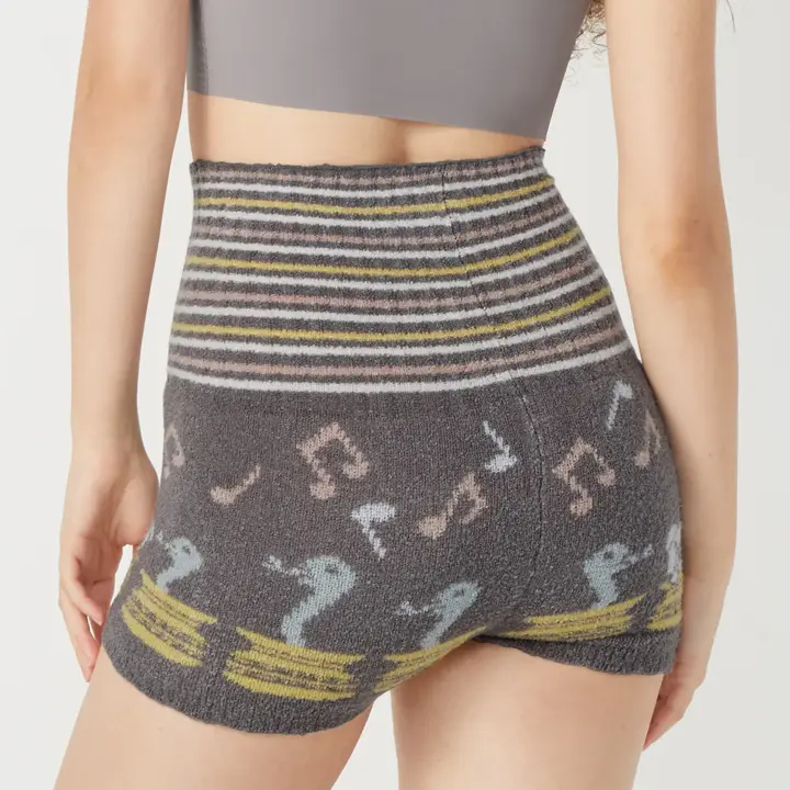 【SALE】スロギー “ほっ”とあったか(ニット柄) ハラマキ付きニットパンツ, グレー, model image number 2