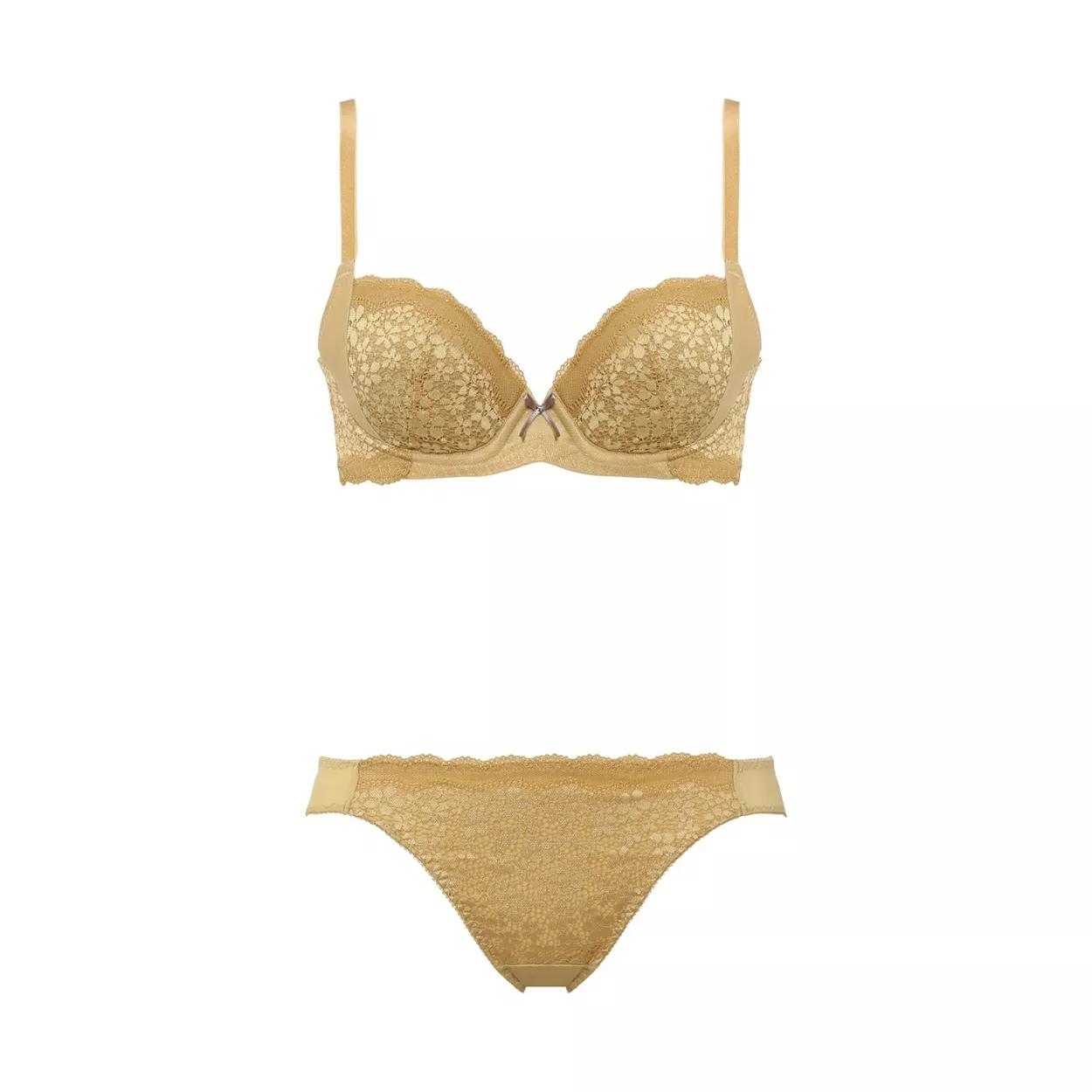 きゅっと寄せブラ ブラ＆ショーツセット デイジーレース【一部カラーSALE】, ベージュ, product image number 1