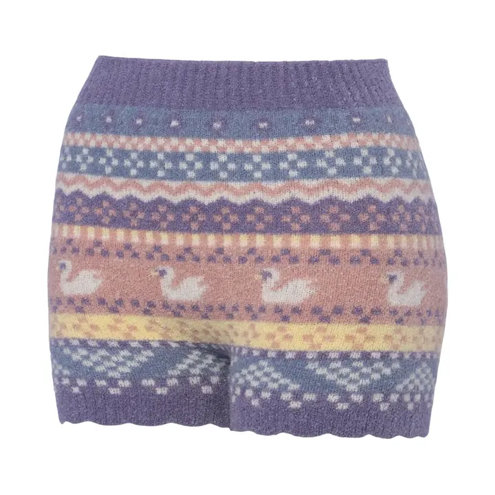 【SALE】スロギー “ほっ”とあったか(ニット柄) ニットパンツ, パープル, product image number 2