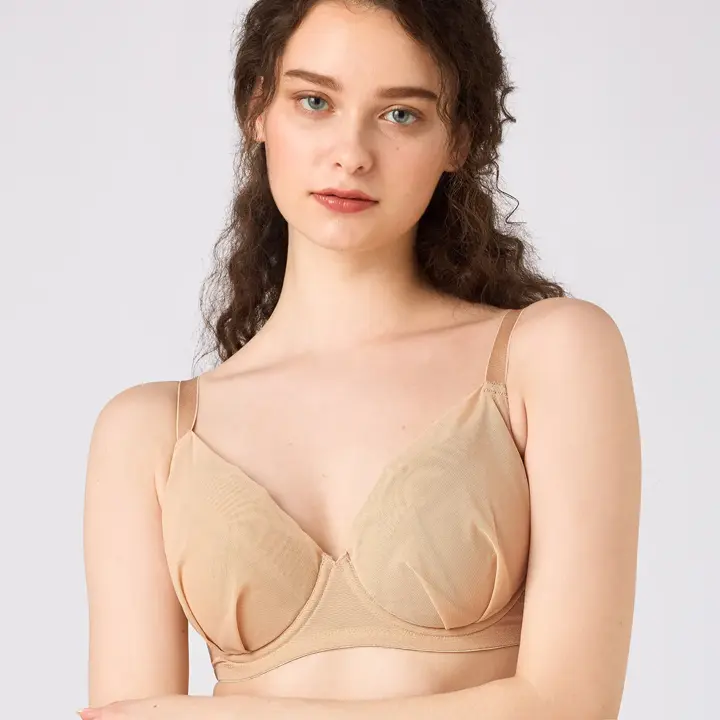 小さくしたいブラ 無理なく着やせ645 ブラジャー(パッドなし), ベージュ, model image number 0