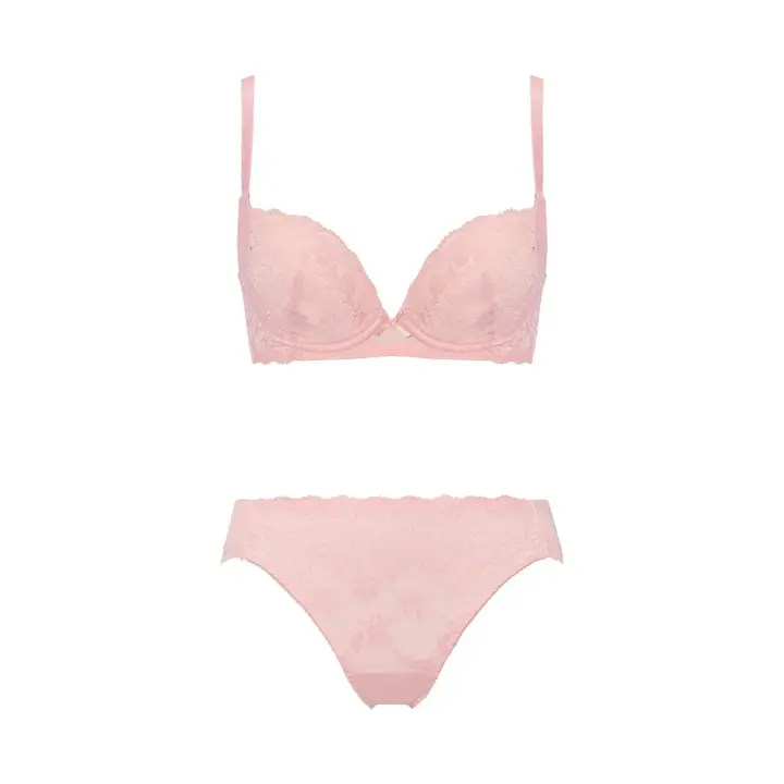 【WEB/アウトレット限定】きゅっと寄せブラ ブラ＆ショーツセット スウィンギングブーケ【一部カラーSALE】 【一部カラーSALE】, ピンク, product image number 1