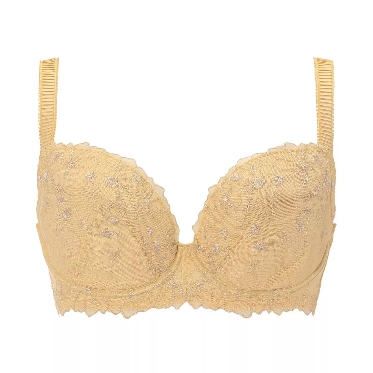 チャーミングラマー(R)（ラージ） ブラ＆ショーツセット ラインアートステッチ【一部カラーSALE】, イエロー, product image number 0