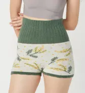 【SALE】スロギー “ほっ”とあったか(ニット柄) ハラマキ付きニットパンツ, グリーン, model image number 0