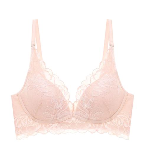Triumph Shimmer Bloom Non-Wired Push Up Deep V Bra - Soft mauve - Non-wired Bra