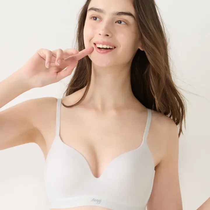 スロギー ゴーコットン ノンワイヤーブラ, ホワイト, model image number 0