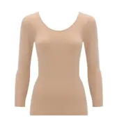 肌側綿100インナー5480 8分袖トップ, ベージュ, product image number 0