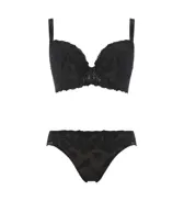 チャーミングラマー(ラージ)　ブラ(パッドなし)＆ショーツセット スウィンギングブーケ, ブラック, product image number 1