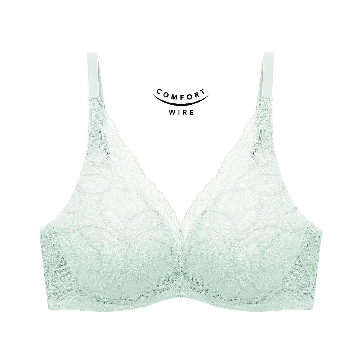 Body Makeup Illusion Lace Wired Push Up Deep V Bra
