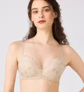 優々ブラ640 ノンワイヤーブラジャー, ベージュ, model image number 0