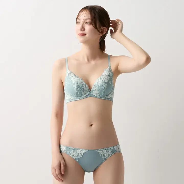 夢みるブラ DeepV ブラジャー マイブロッサムブーケ, ブルー, model image number 4