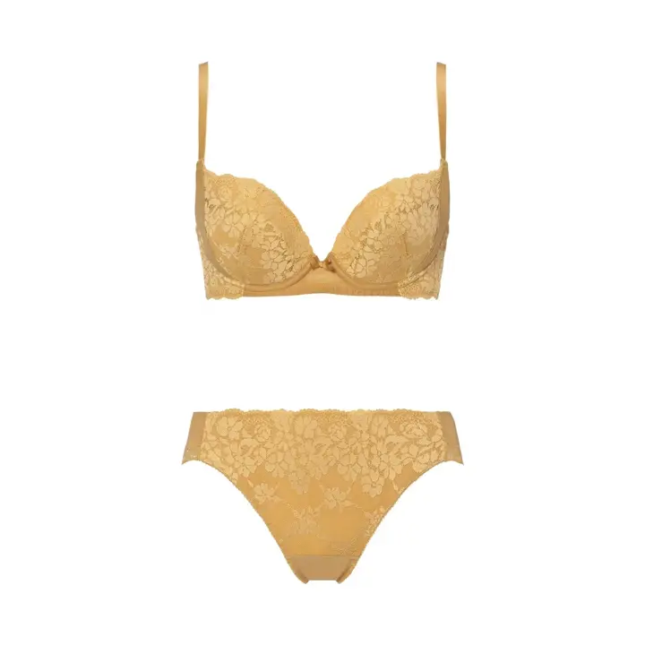 【WEB/アウトレット限定】きゅっと寄せブラ ブラ＆ショーツセット スウィンギングブーケ【一部カラーSALE】 【一部カラーSALE】, イエロー, product image number 1