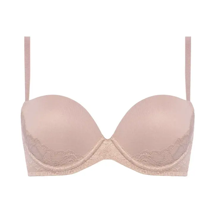 Daily AMOSTYLE スムースブラ ブラ＆ショーツセット (コンフィーレース), ベージュ, product image number 0