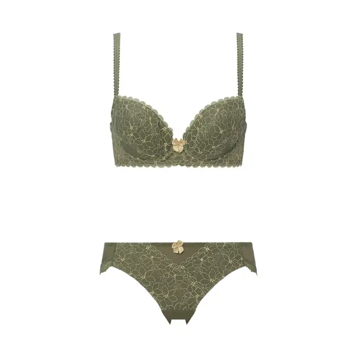 【WEB限定】トリンプ すっきりスムースブラ ブラ＆ショーツセット, グリーン, product image number 1