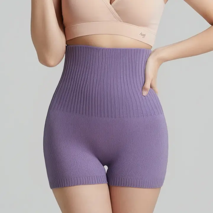 スロギー “ほっ”とアイテム(ミニウォーマー) ハラマキ付きニットパンツ, パープル, model image number 0