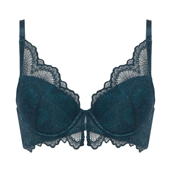 Daily AMOSTYLE 3/4カップブラ ブラ＆ショーツセット ウェーブラティス, グリーン, product image number 0