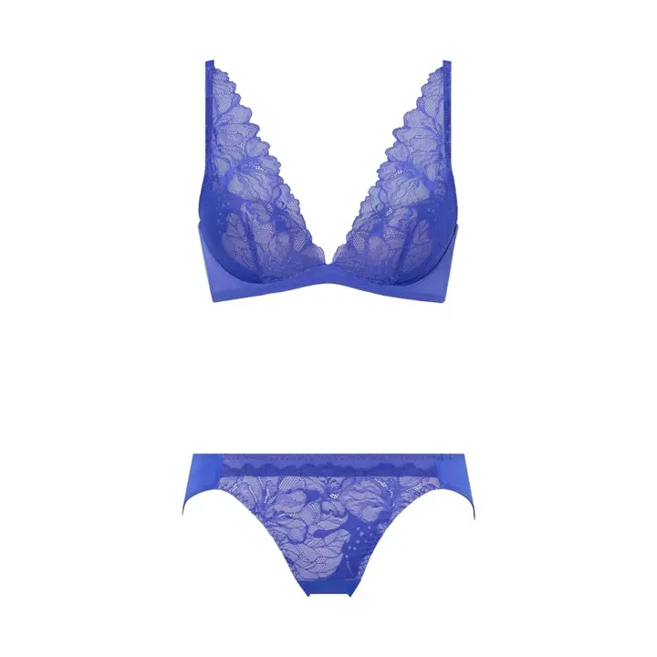 Daily Plus 雲ふわりブラ ブラ＆ショーツセット ブロッサムウィスパー, ブルー, product image number 1