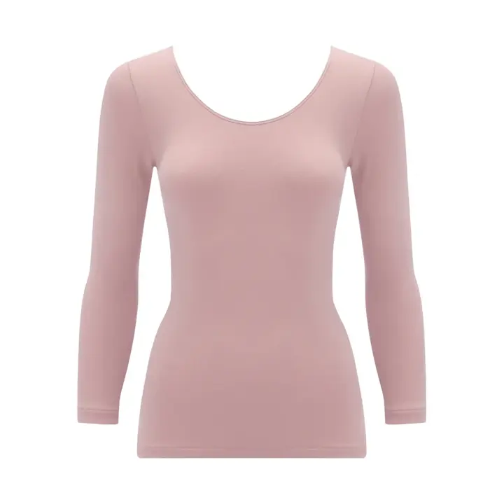 肌側綿100インナー5480 8分袖トップ, ピンク, product image number 0