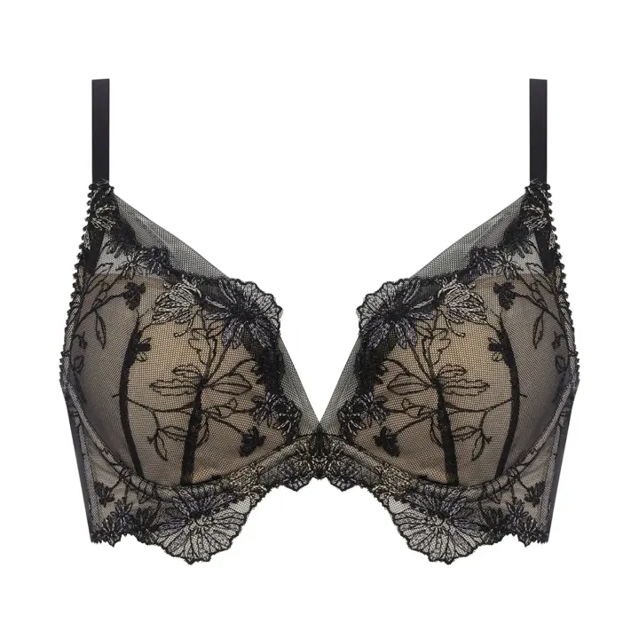 【SALE】DeepV ブラジャー(パッドなし) グレースフルフラワー, ブラック, product image number 0