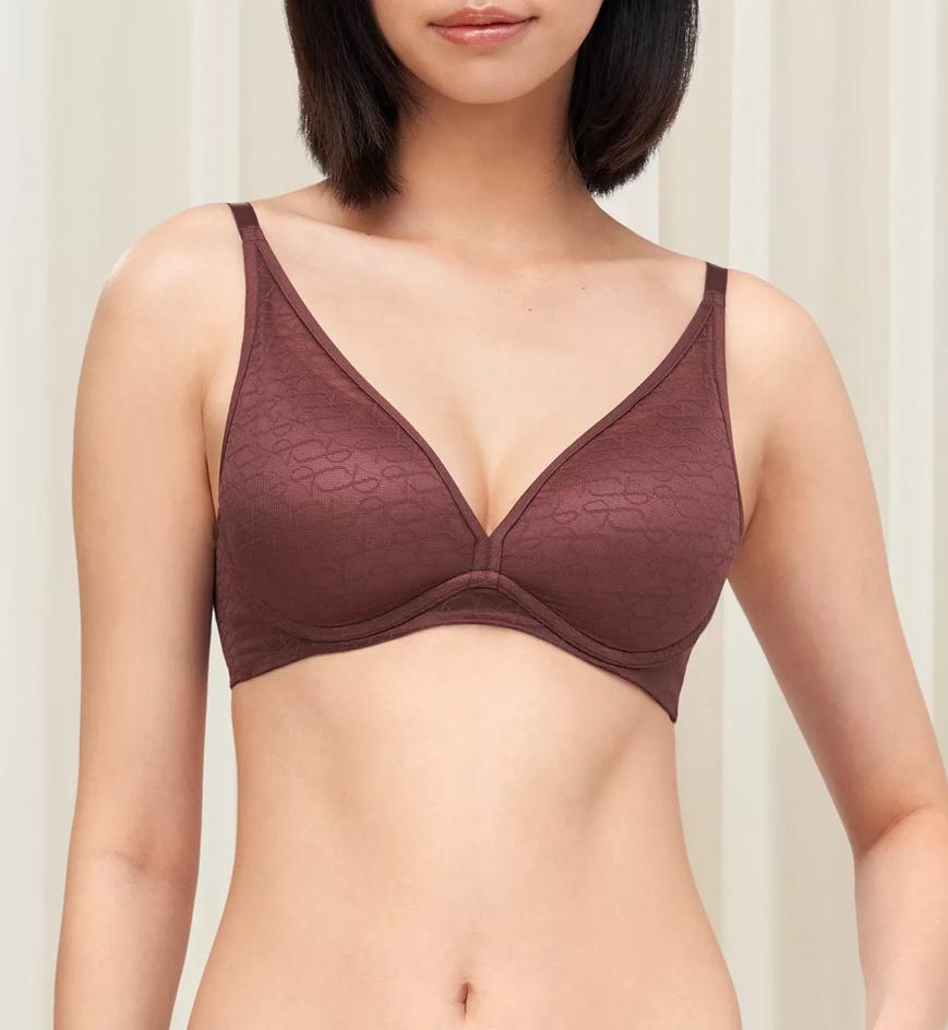 Triumph Signature Sheer Non-Wired Push Up Deep V Bra - Decadent chocolate - Non-wired Bra