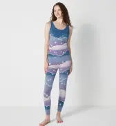 【SALE】スロギー “ほっ”とアイテム 9分丈ニットパンツ, ブルー, model image number 1