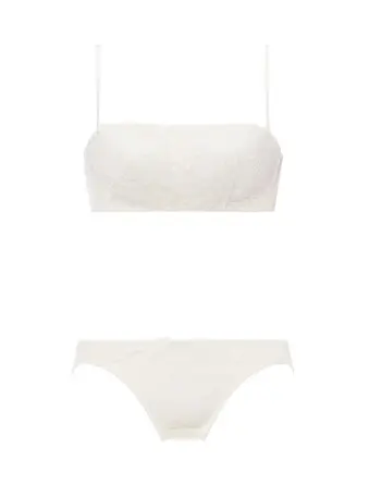 Daily Plus AMOSTYLEバンドゥ ブラジャー(ストラップ取り外し可)＆ショーツセット レースシック