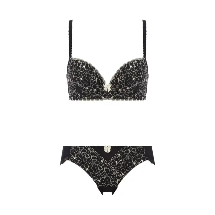 【WEB限定】トリンプ すっきりスムースブラ ブラ＆ショーツセット, ブラック, product image number 1