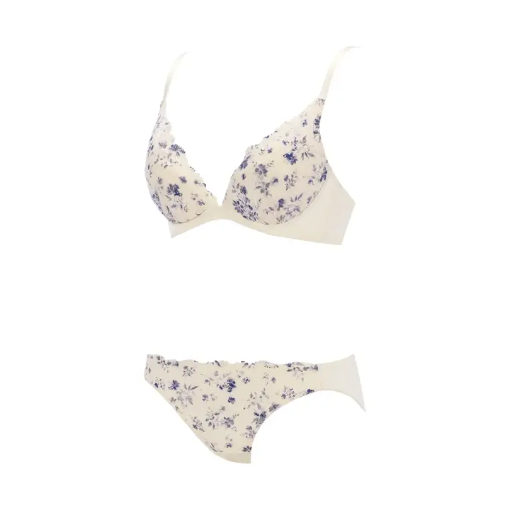 Daily Plus 胸元ぴったりブラ ブラ＆ショーツセット, ホワイト, product image number 3