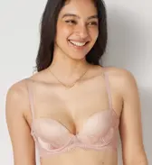 【WEB/アウトレット限定】Daily AMOSTYLE ふわ盛り ノンワイヤー ブラジャー (クラシカルプリーツ), ピンク, model image number 0