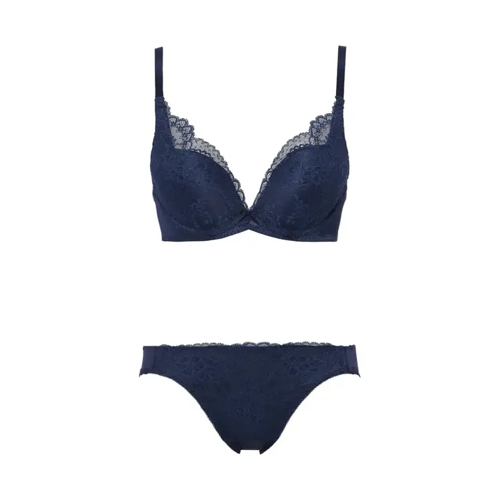 夢みるブラ(R)DeepV ブラ＆ショーツセット デイジーレース【一部カラーSALE】, ブルー, product image number 1