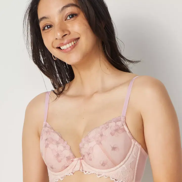 Daily AMOSTYLE 脇高ブラ (イノセントフローラル), ピンク, model image number 0
