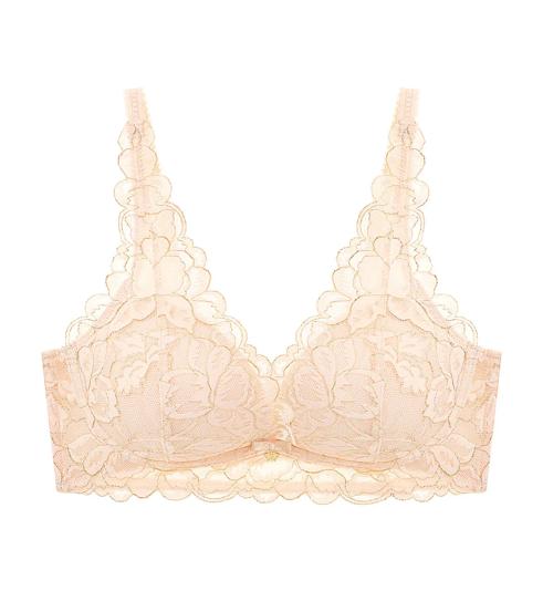 Triumph Luxe Lace Non-Wired Deep V Push Up Bra - Fresh powder - Non-wired Bra