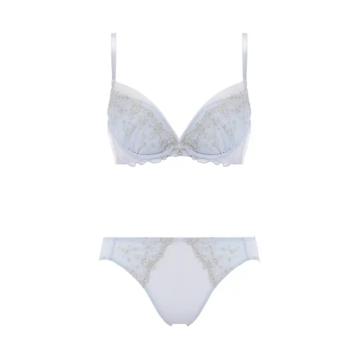 Daily AMOSTYLE デコルテビューティーブラ ブラ＆ショーツセット マイジュエリー, ブルー, product image number 1
