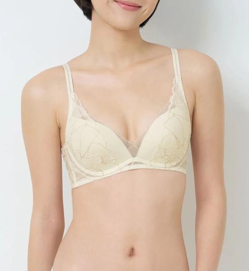 Triumph Botanic Non-Wired Push Up Deep V Bra - Vanille - Non-wired Bra