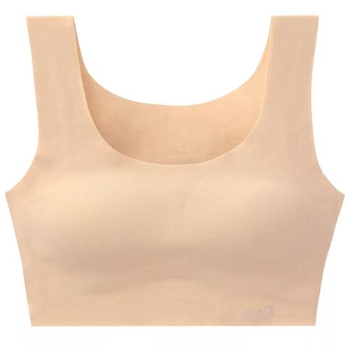 【SALE】綿混タイプ(スロギーG028)　カップ付きハーフトップ, ベージュ, product image number 0