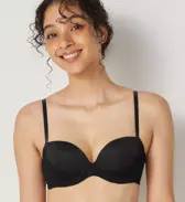 Daily AMOSTYLE スムースブラ ブラ＆ショーツセット (コンフィーレース), ブラック, model image number 0